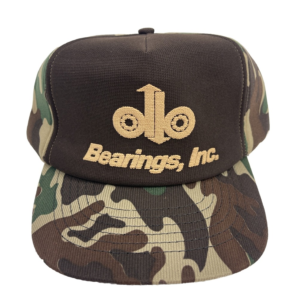 VTG NOS‎ Bearings Fluid Power Duck Camo Snapback Trucker Hat Cap USA Balls